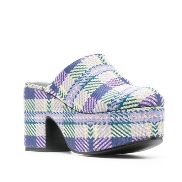 NEW Larroude Miso Purple Plaid Clogs - Picture 3 of 13